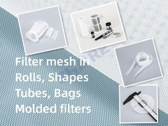 Las redes de filtros de nylon y poliéster en rollos, hojas, formas, bolsas y filtros moldeados